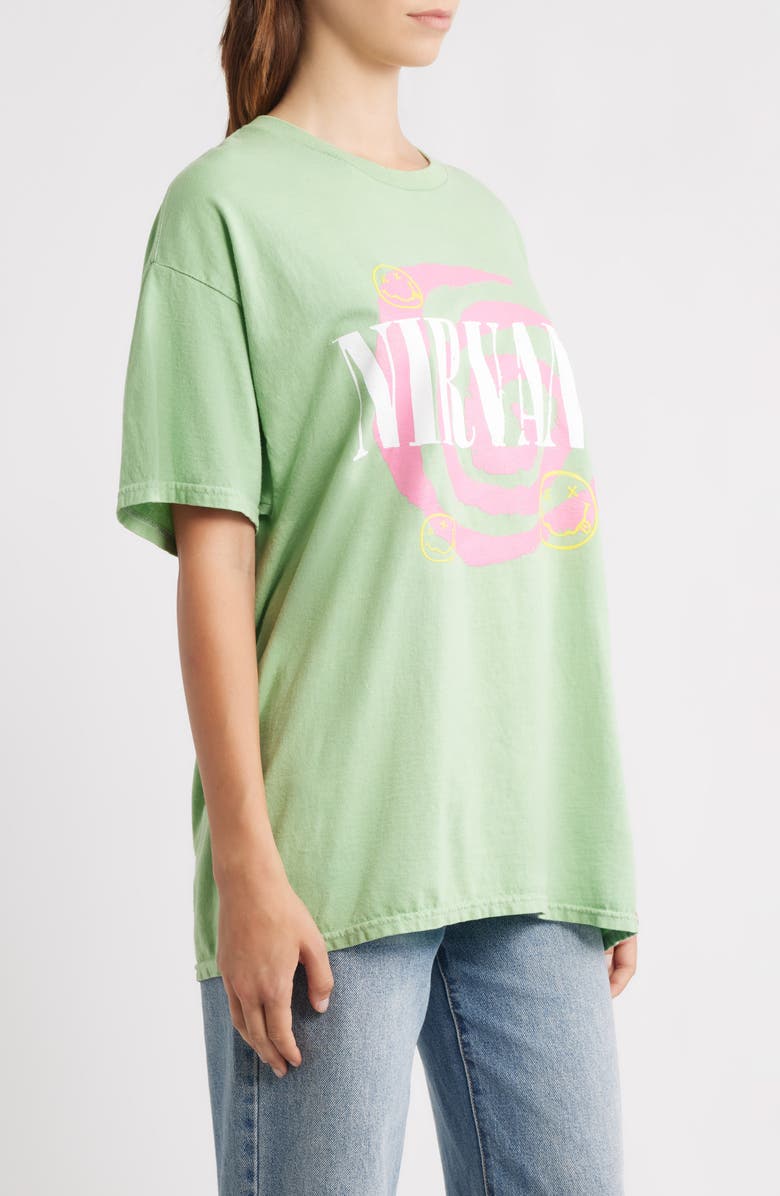 Merch Traffic Nirvana Swirl Oversize Graphic T-Shirt, Alternate, color, Green