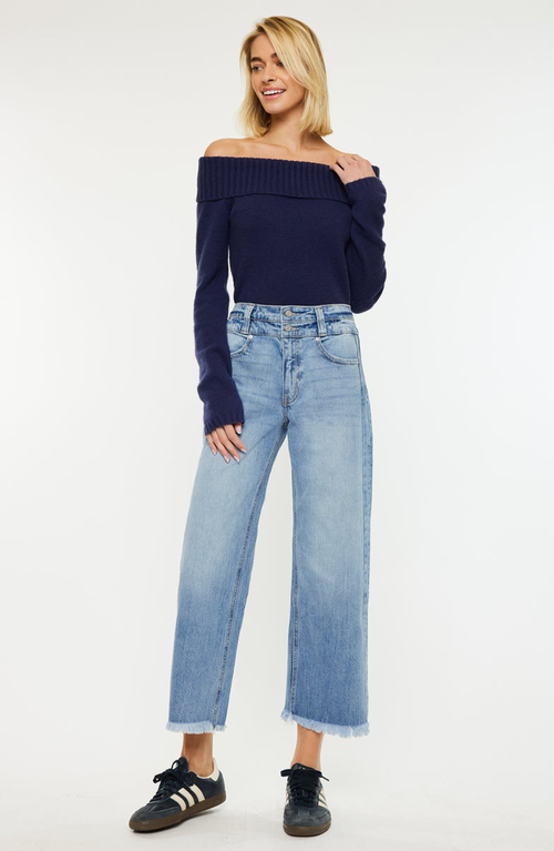 Kancan Gretchen Ultra High Rise Wide Leg Jeans In Blue