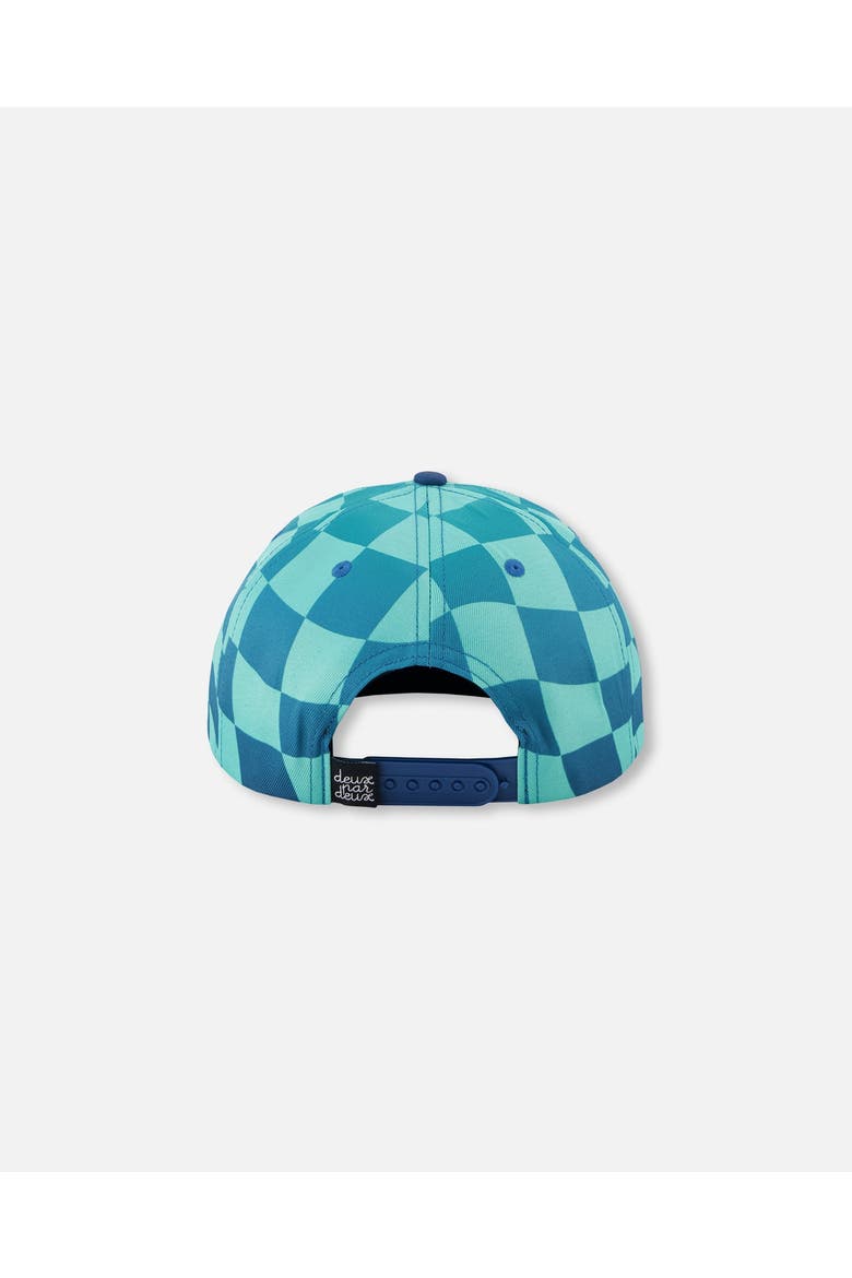 Flat Brim Printed Checkerboard Cap, Alternate, color, Teal Printed Checkerboard