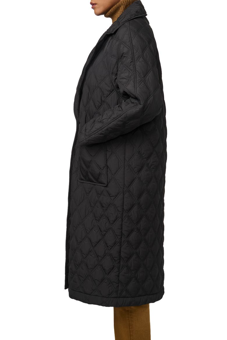 Diamond Quilted Long Coat, Alternate, color, BLACK