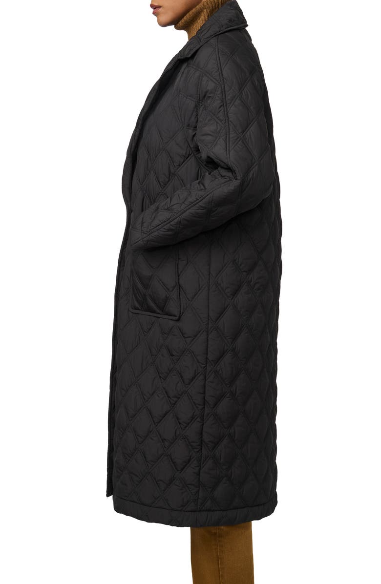 Bernardo Diamond Quilted Long Coat, Alternate, color, Black