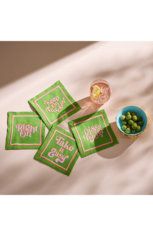 Jonathan Adler Deep Thoughts Cocktail Napkins, Set Of 4 In Green/pink/orange