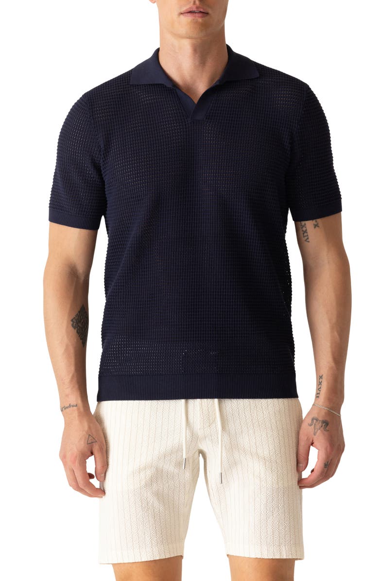 DEKE Modern Open Knit Polo, Main, color, Midnight