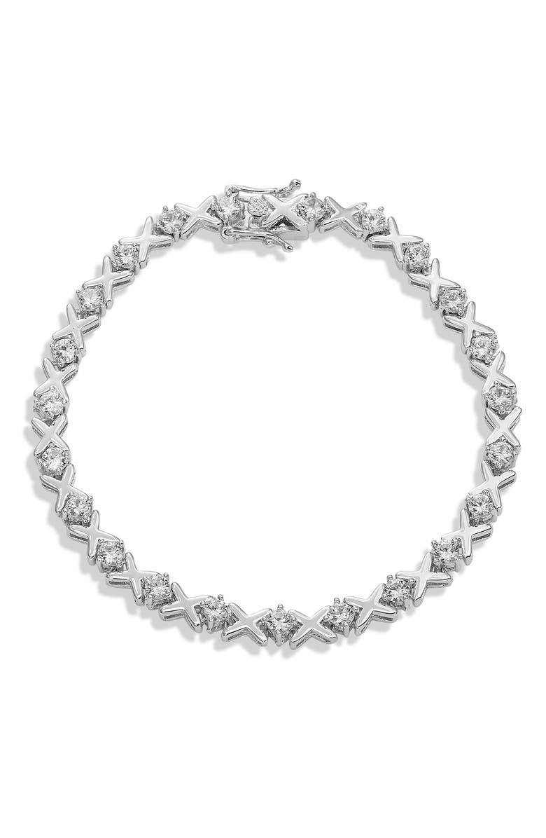 SAVVY CIE JEWELS CZ Hugs & Kisses Tennis Bracelet, Main, color, 