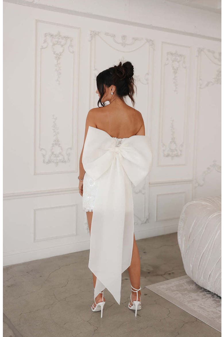 Rosalie Bow Mini Dress, Alternate, color, Ivory