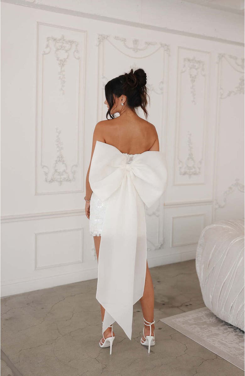 Untamed Petals Rosalie Bow Mini Dress, Alternate, color, Ivory