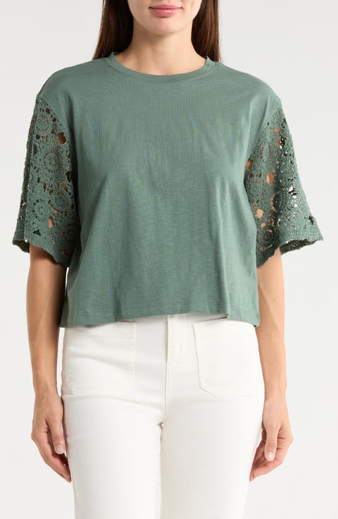 Eyelet Sleeve T-Shirt