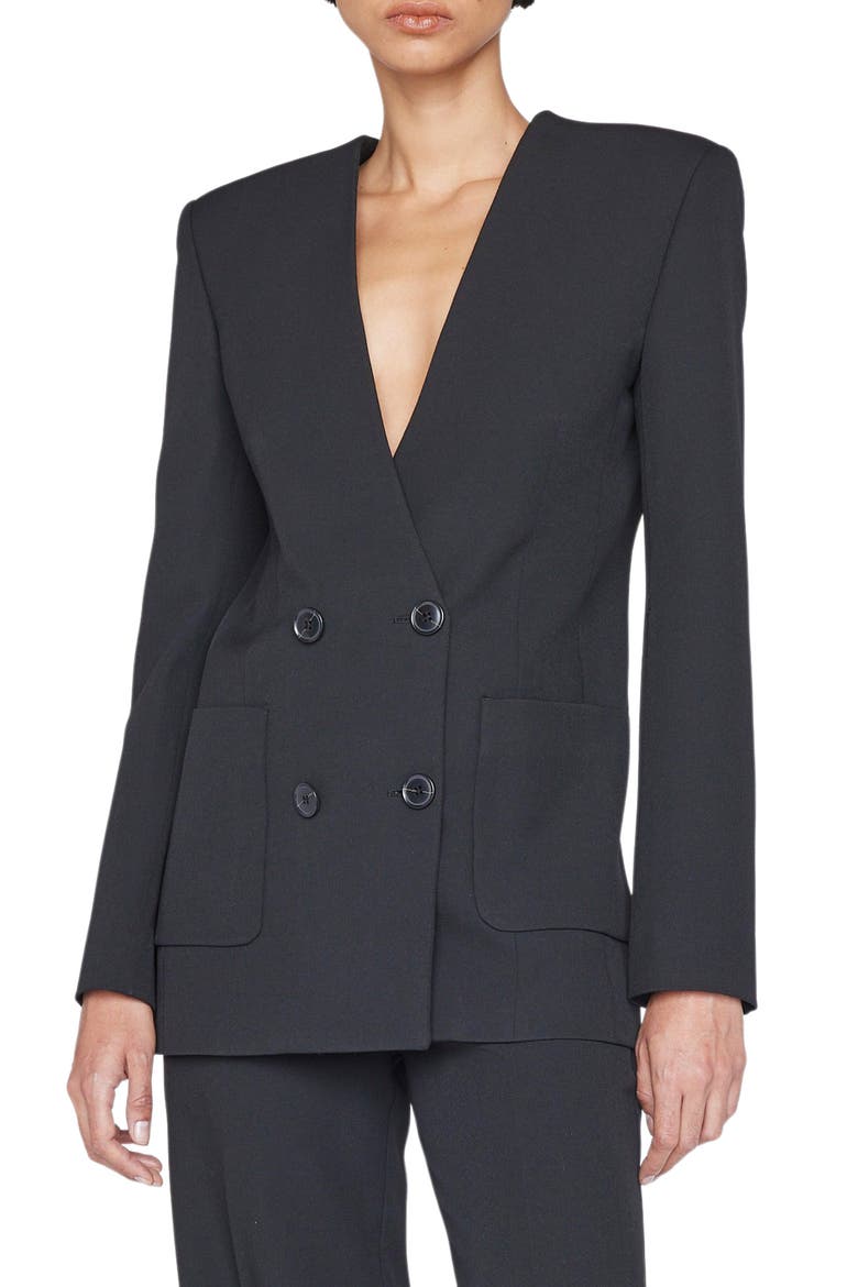 Double Breasted Blazer, Main, color, NOIR