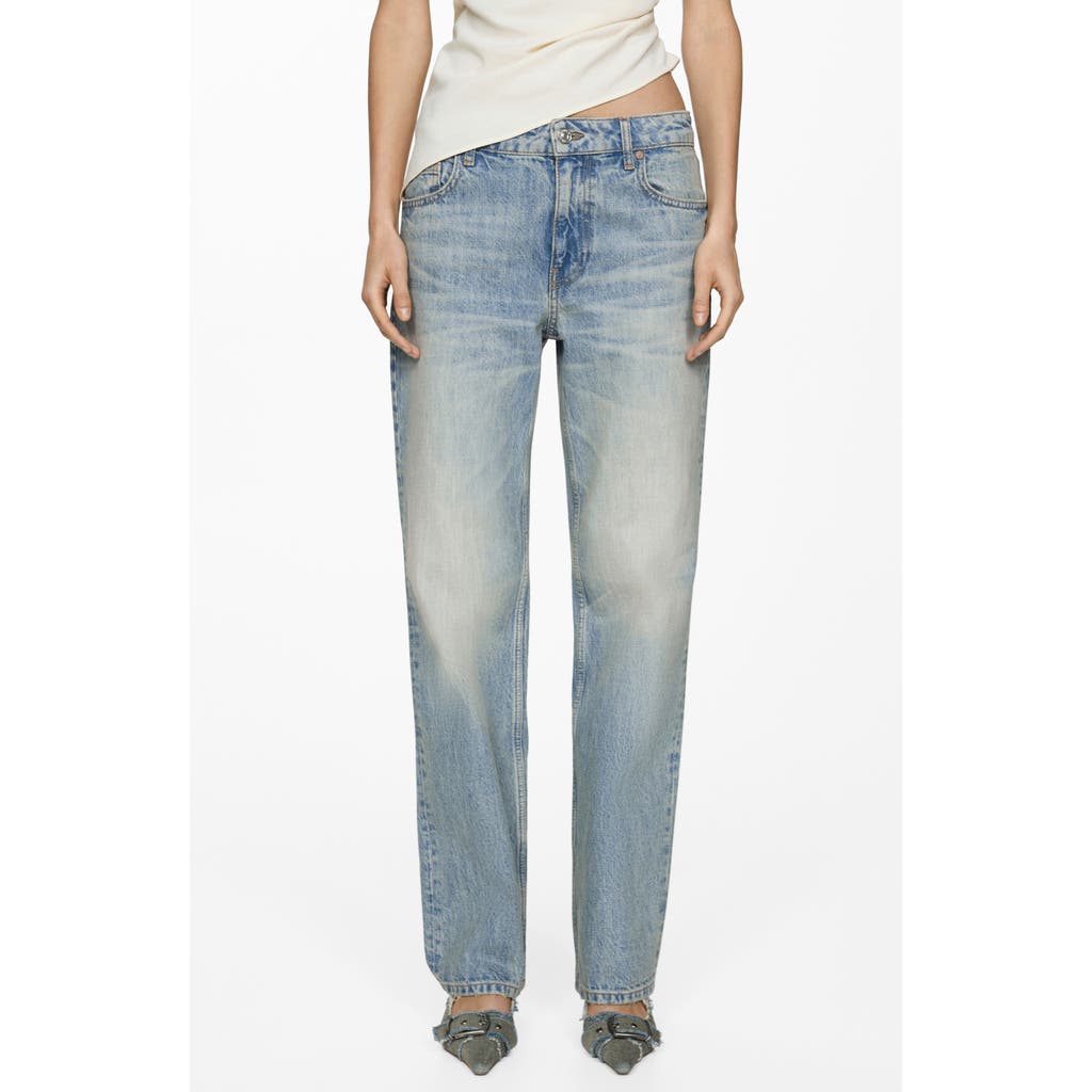 Mango Low Rise Straight Leg Jeans In Blue