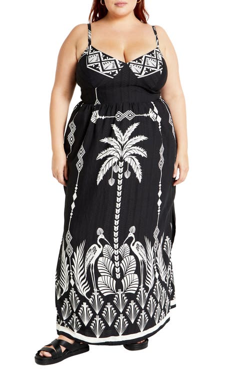 Jez Border Print Maxi Sundress (Plus)