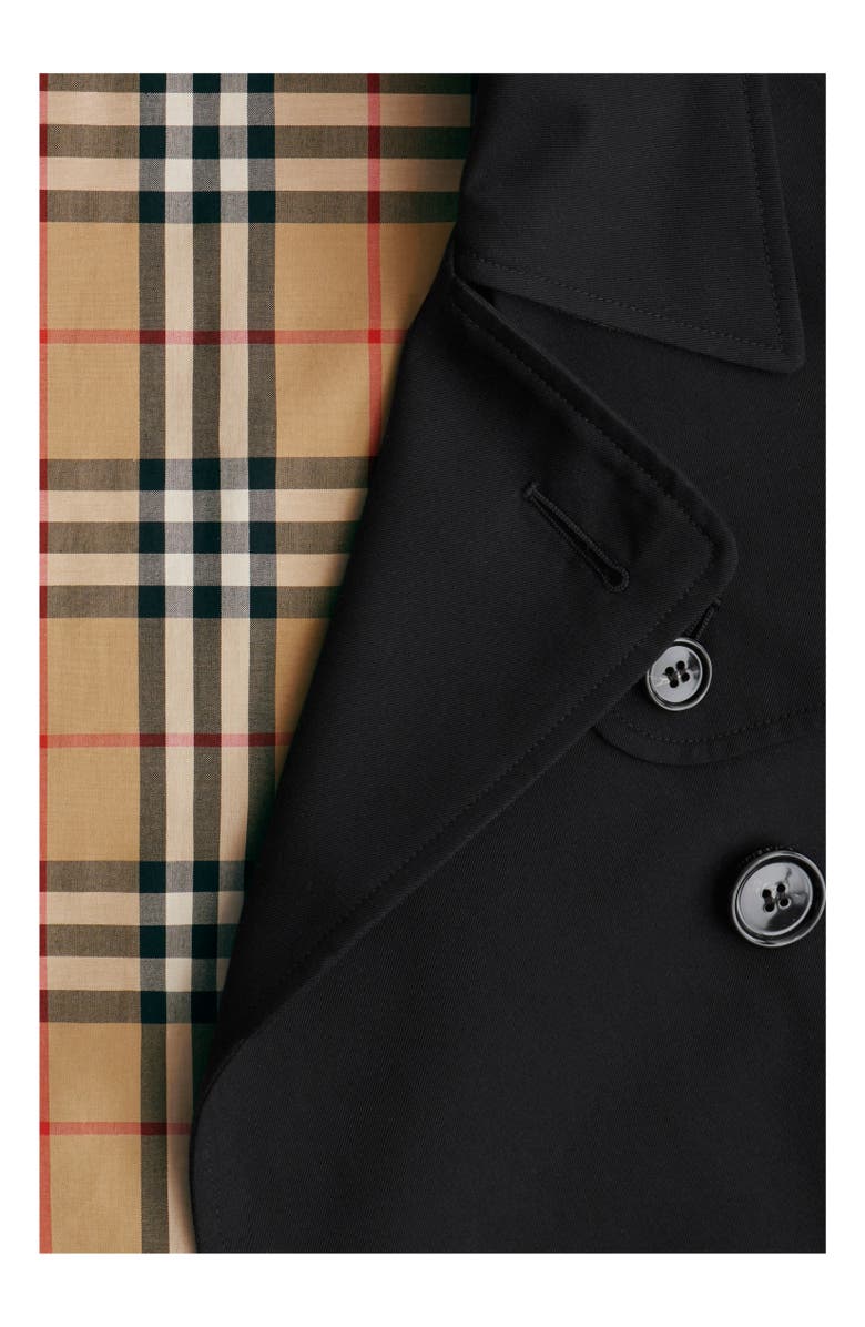Burberry Cropped Tropical Gabardine Mayfair Trench Jacket, Alternate, color, Black