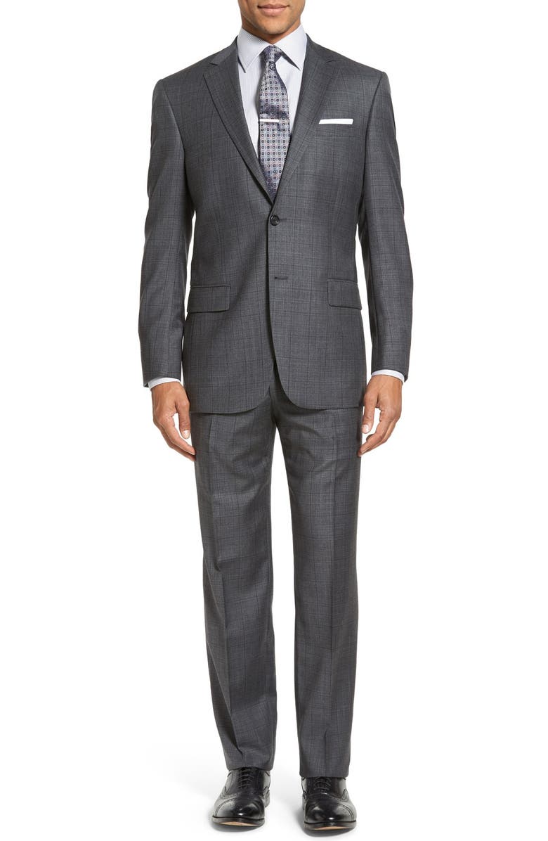 Hart Schaffner Marx New York Classic Fit Plaid Wool Suit, Main, color,