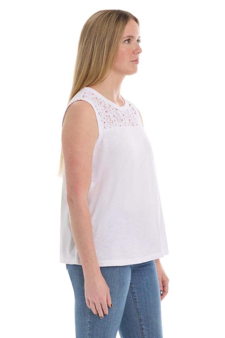 Shell with Lace Yoke Top, Alternate, color, White
