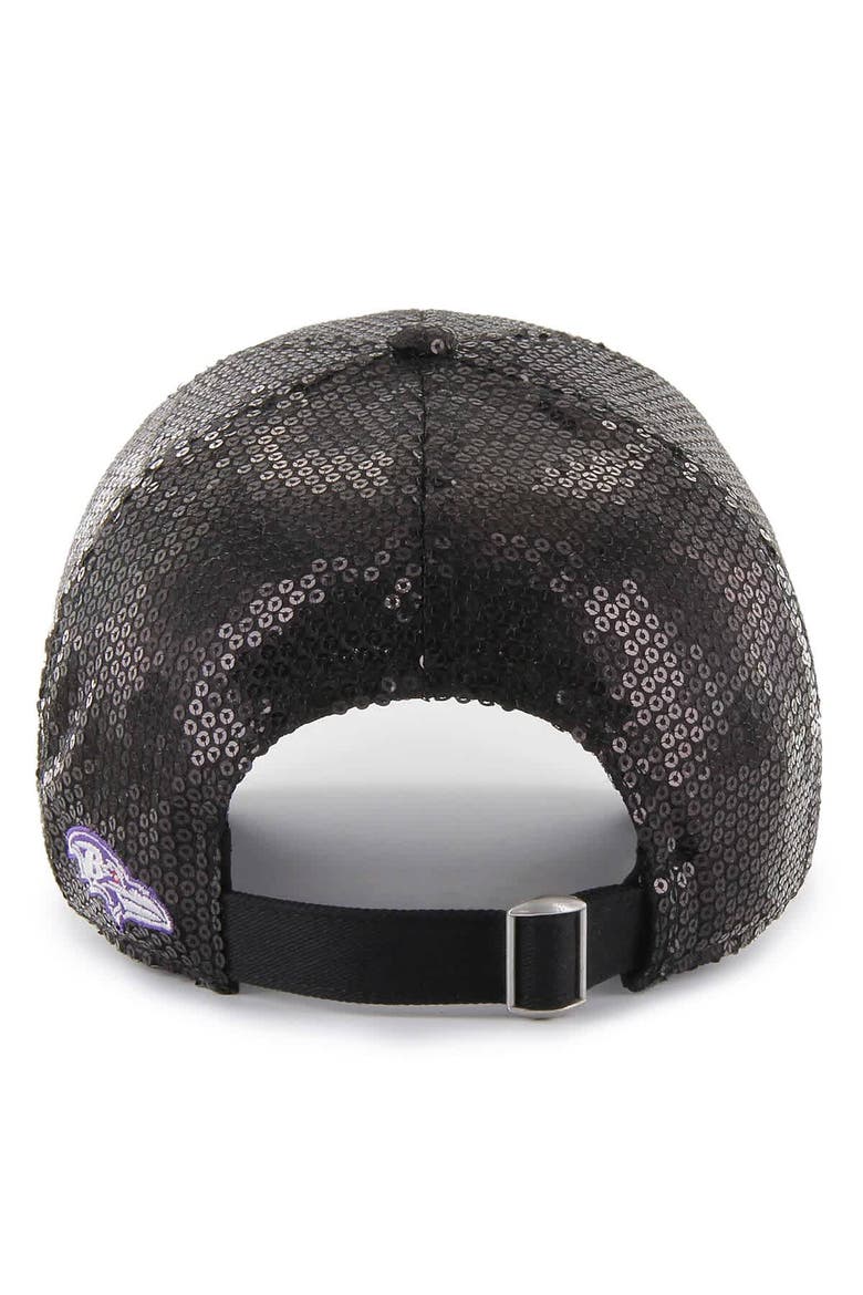 Women's '47  Black Baltimore Ravens Dazzle Clean Up Adjustable Hat, Alternate, color, Black