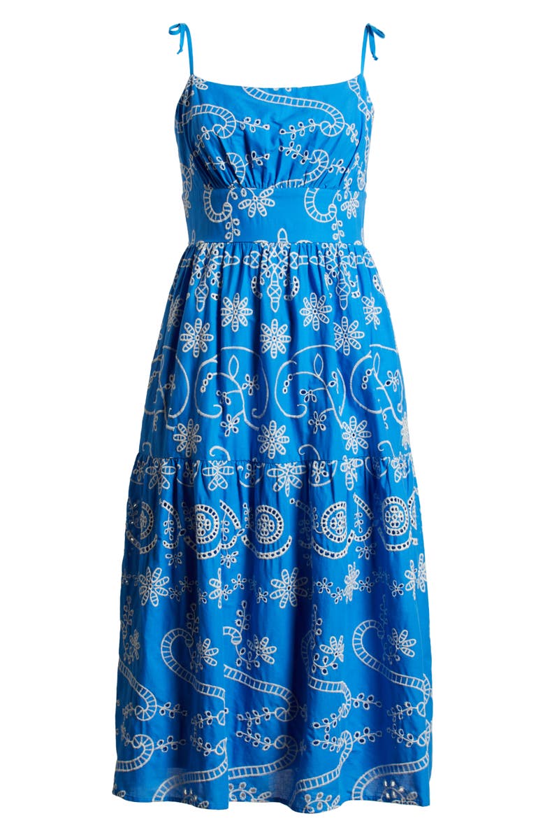 Julia Jordan Cotton Eyelet Sundress, Alternate, color, Blue/ Ivory