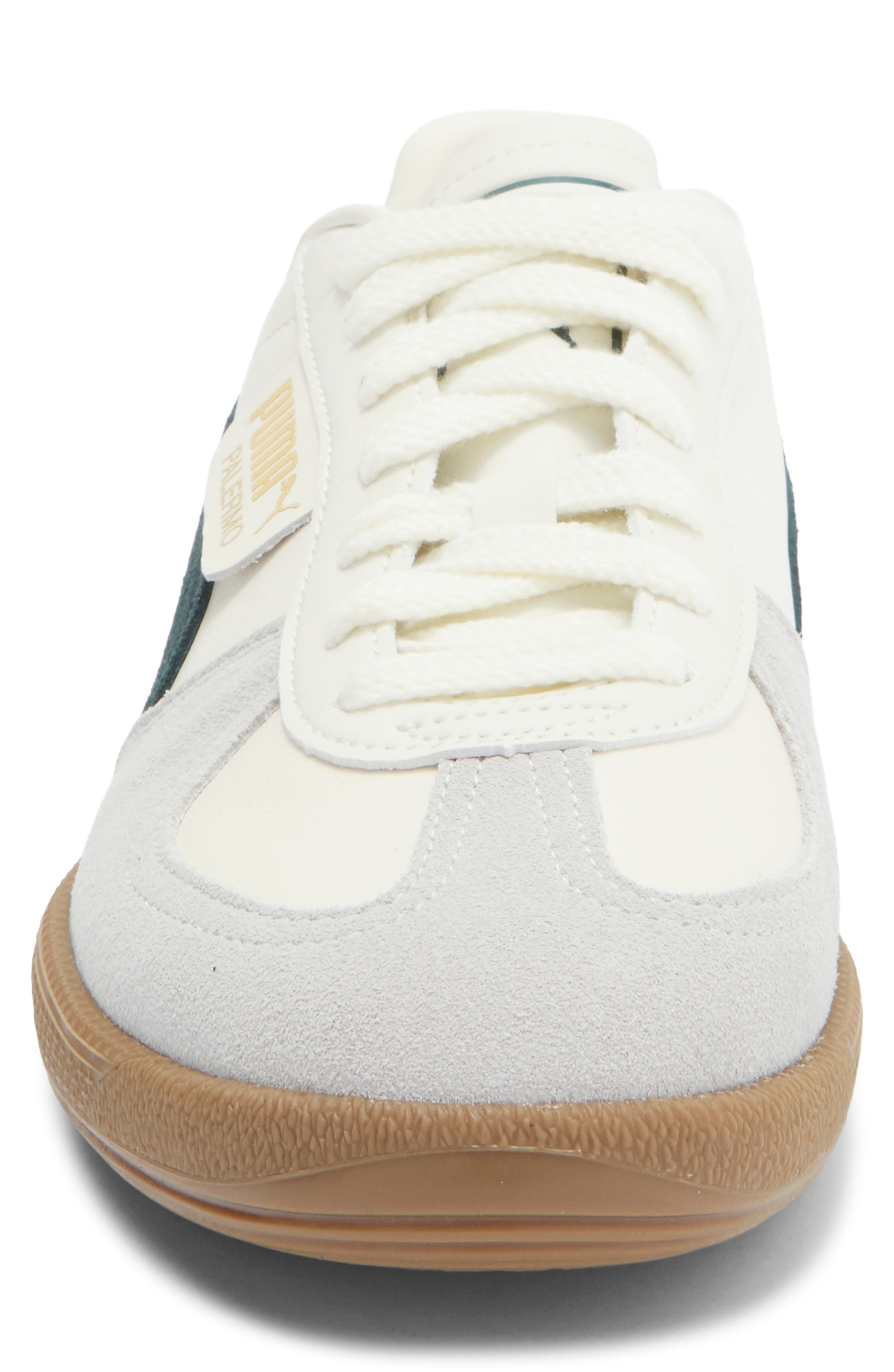 PUMA Palermo Leather Sneaker, Alternate, color, Warm White-Green Terrain