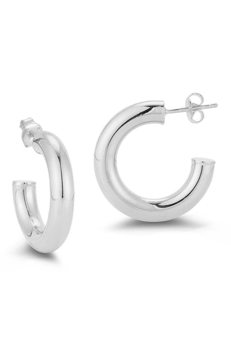 GLAZE JEWELRY 1-Inch Tube Hoop Earrings, Main, color, Silver