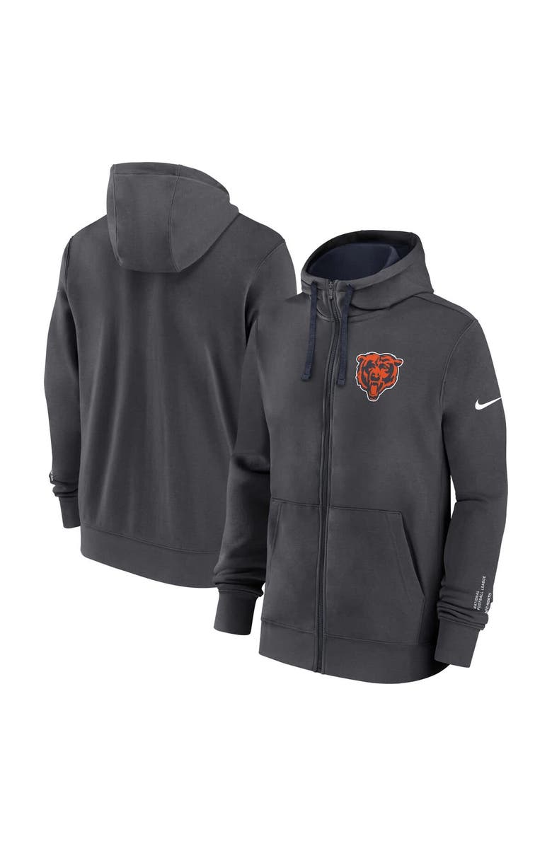 Nike Men's Nike Anthracite Chicago Bears Primetime Club Full-Zip Hoodie, Main, color, Anthracite