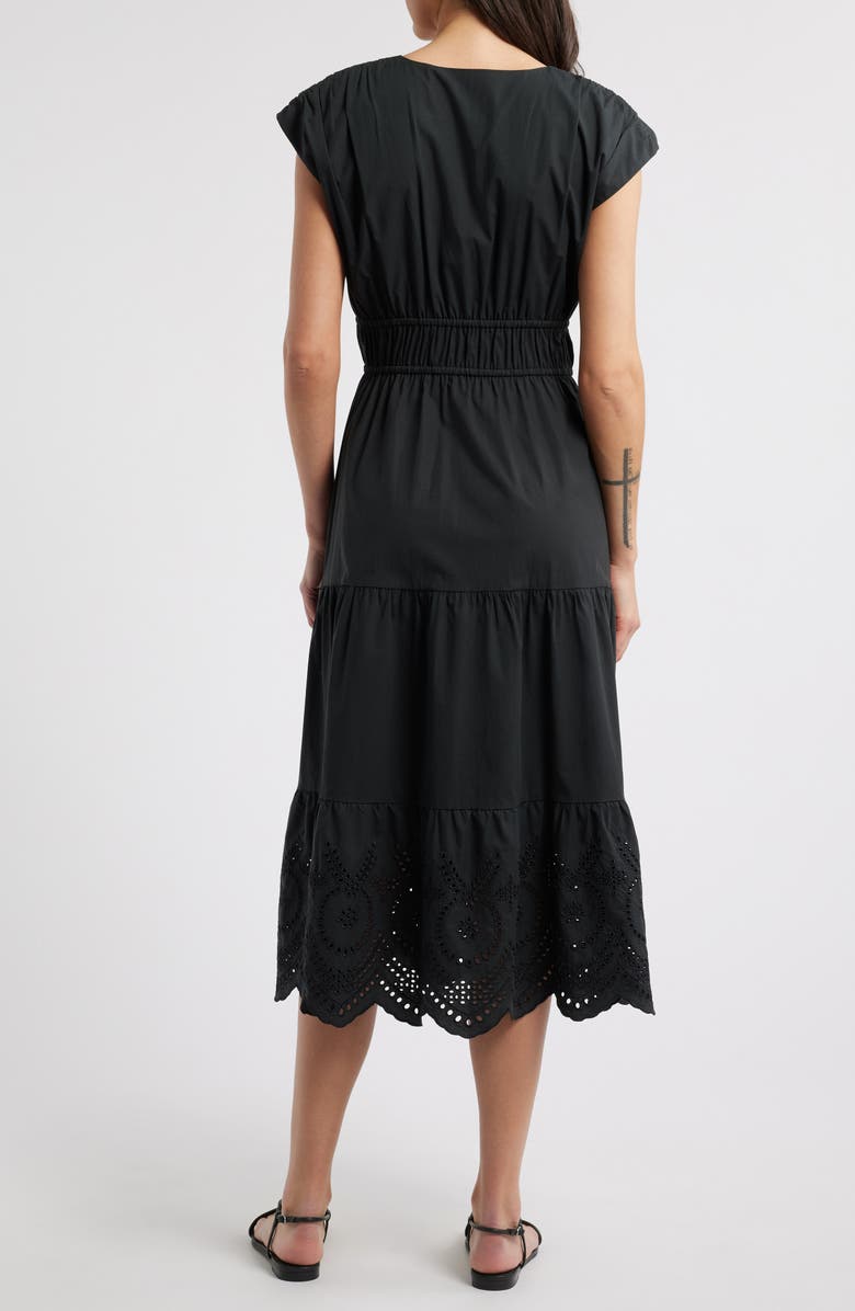 Rails Lucia Tiered Cotton Blend Midi Dress, Alternate, color, Black Eyelet