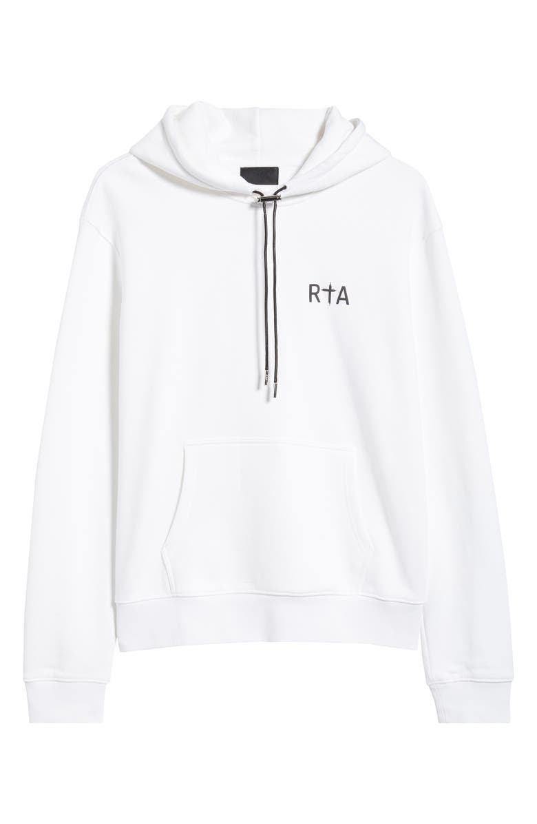 RtA Dion Cross Logo Graphic Hoodie, Main, color, White Black Cross