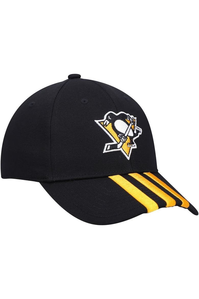 Men's adidas Black Pittsburgh Penguins Locker Room Three Stripe Adjustable Hat, Alternate, color, BLACK