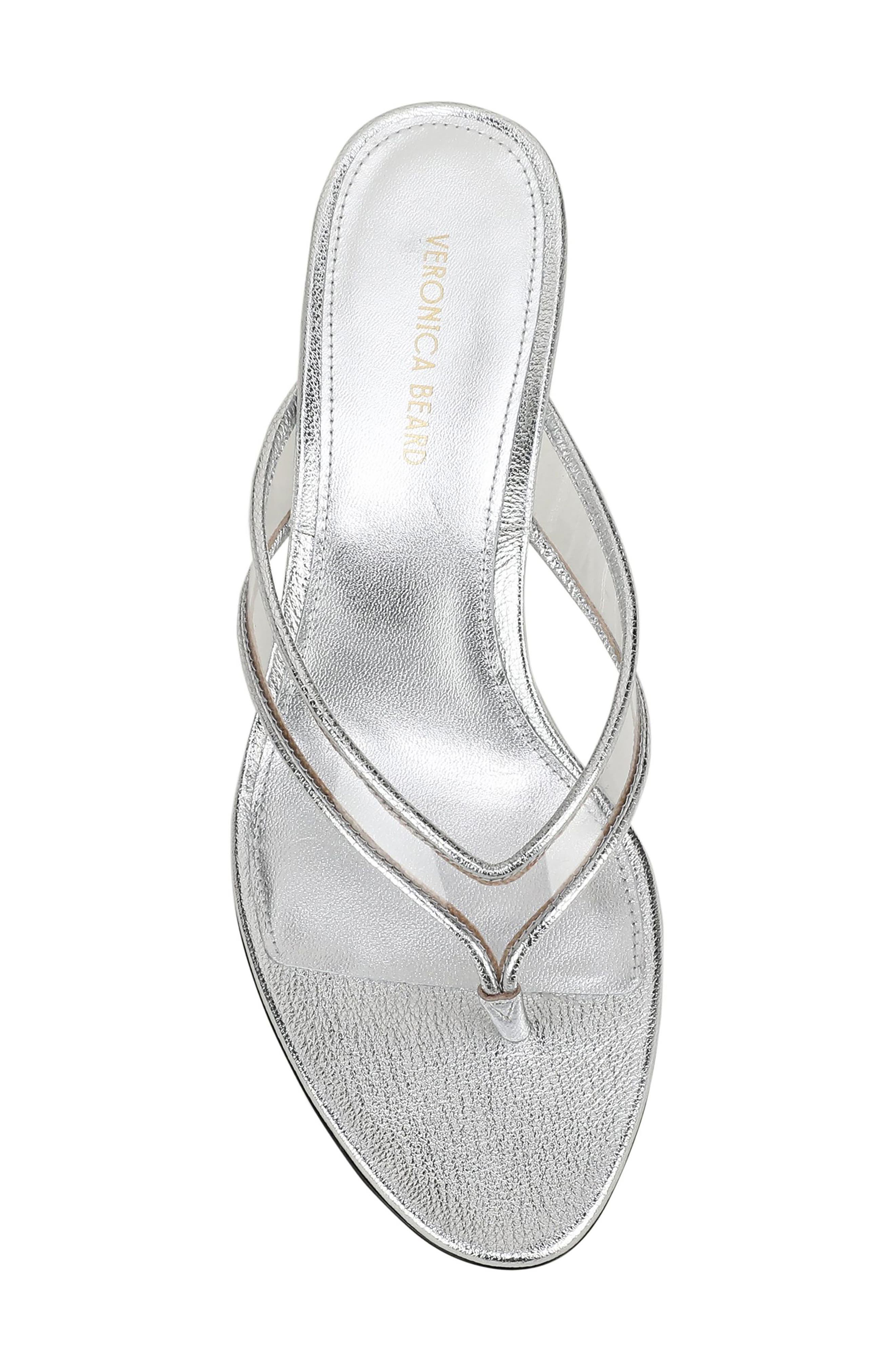 Veronica Beard Clea Wedge Flip Flop, Alternate, color, Clear/ Silver