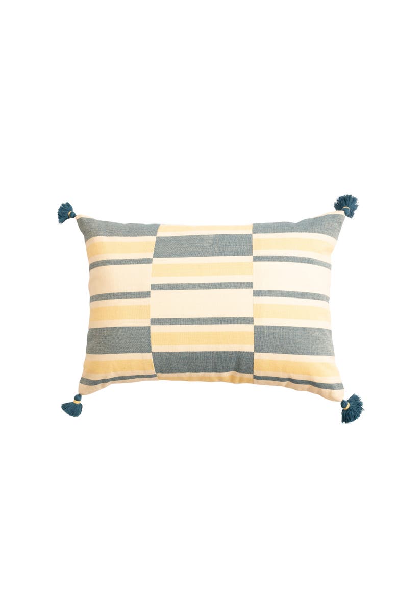 Jodha Handloom Lumbar Pillow Cover with Tassels, Main, color, Indigo & Beige