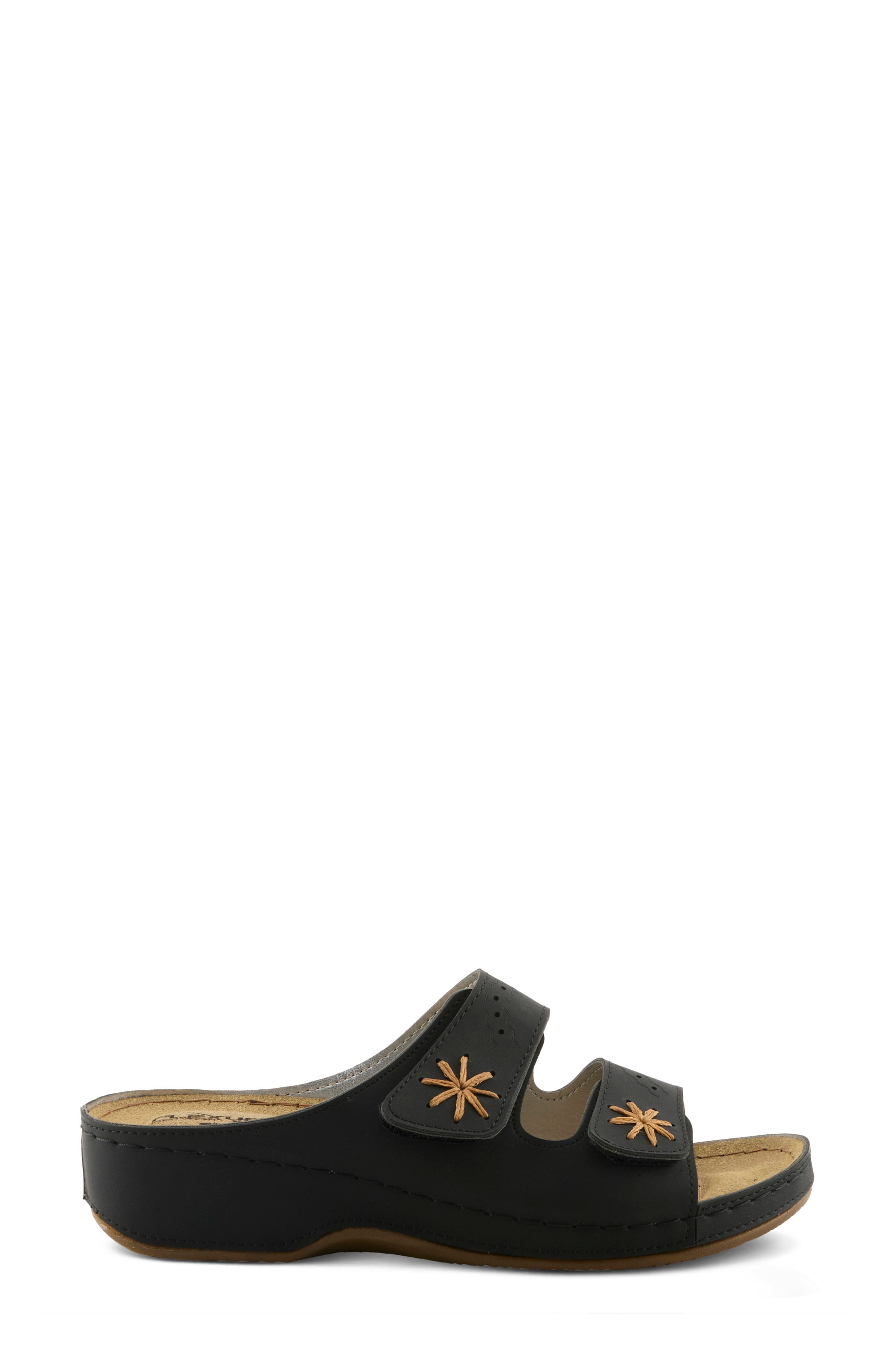 Double Strap Wedge Sandal, Alternate, color, BLACK
