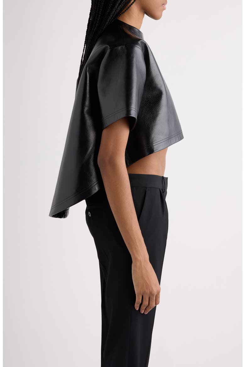High-Low Leather T-Shirt, Alternate, color, 1000 BLACK
