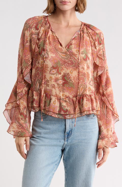 Ruffle Top with Bell Sleeves
