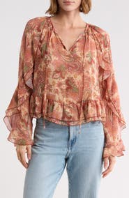 Joie Ruffle Top with Bell Sleeves