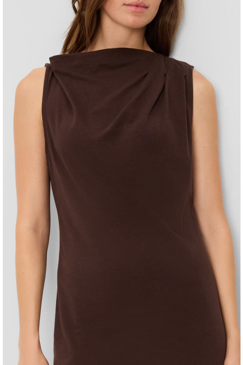 Aurelia Asymmetric Pleated Midi Dress, Alternate, color, JAVA