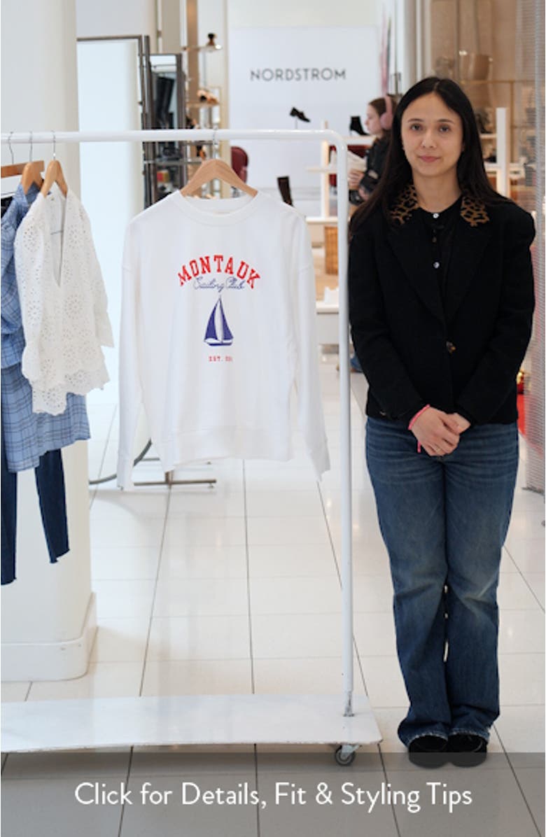 Embroidered Montauk Sailing Graphic Sweatshirt, sales video thumbnail