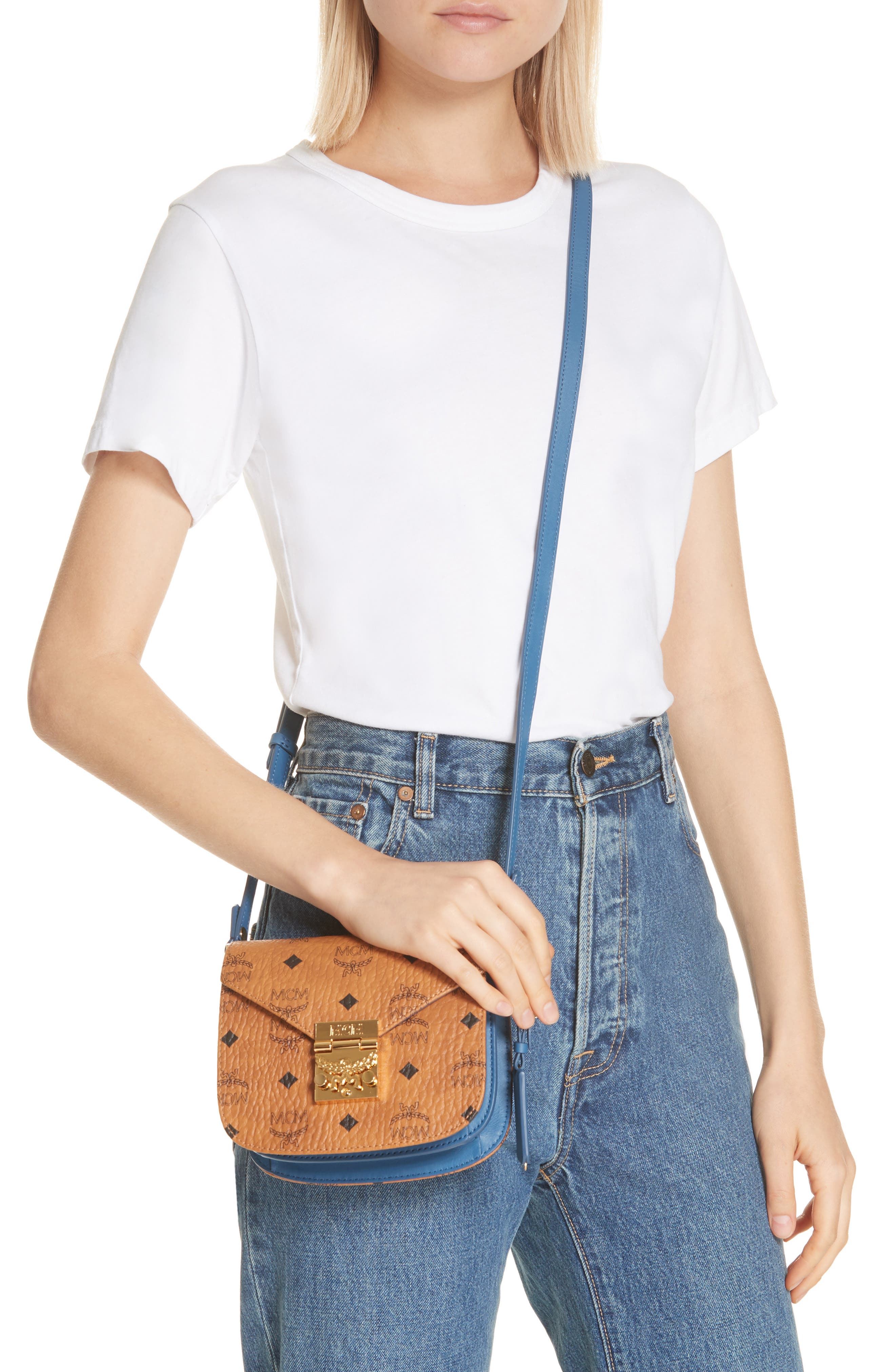 MCM Visetos Mini Shoulder Bag, Alternate, color, 