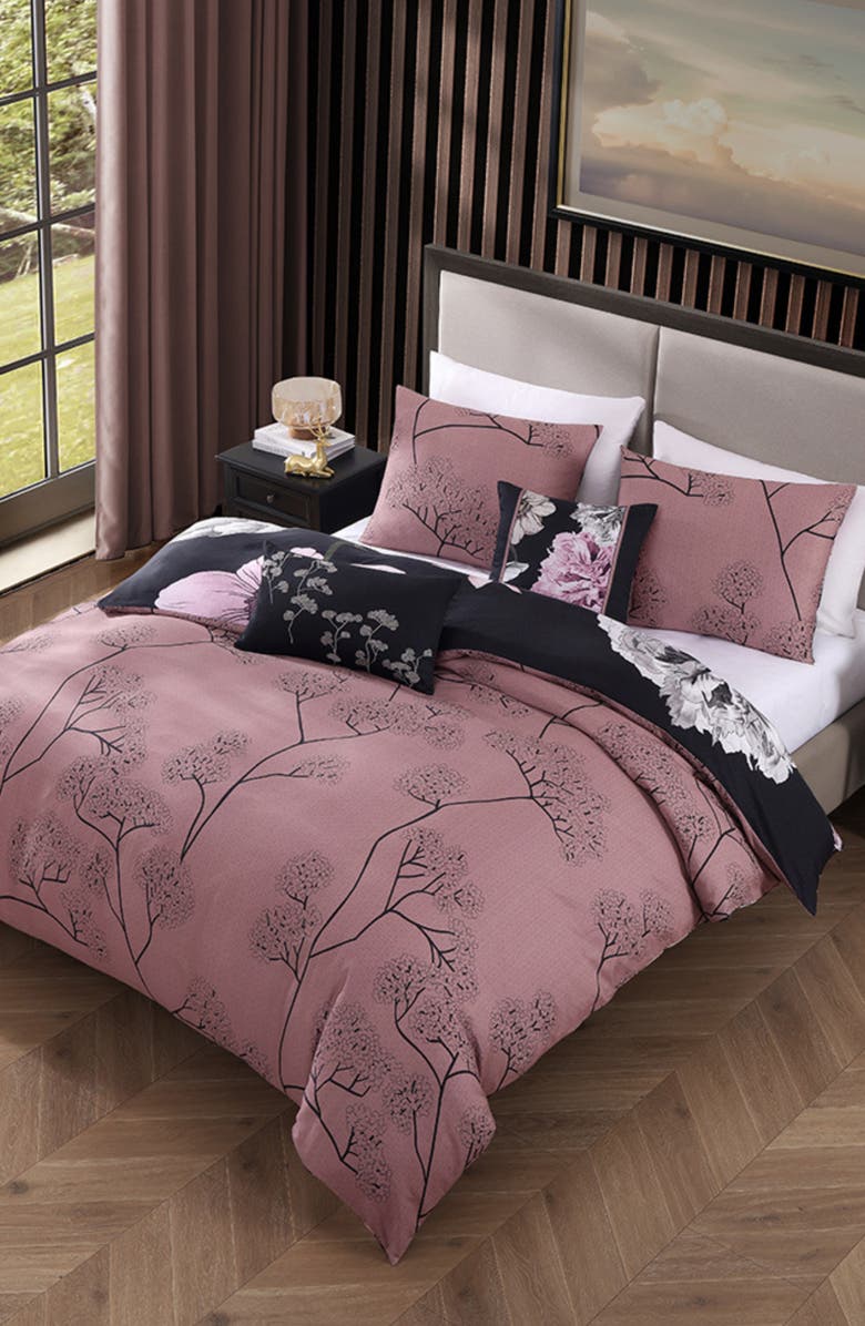 Bebejan Midnight Meadow 5 Piece Reversible Comforter Set, Alternate, color, Black