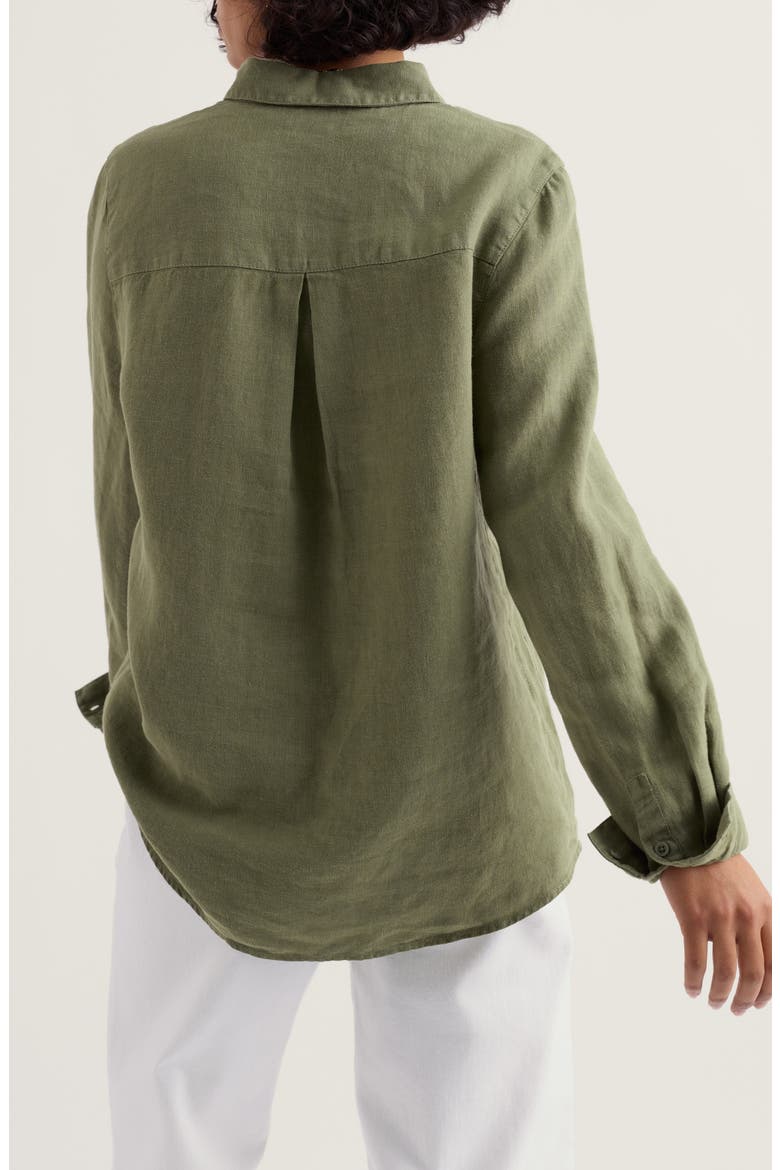 Hazel Branch Linen Button-Up Shirt, Alternate, color, CYPRESS
