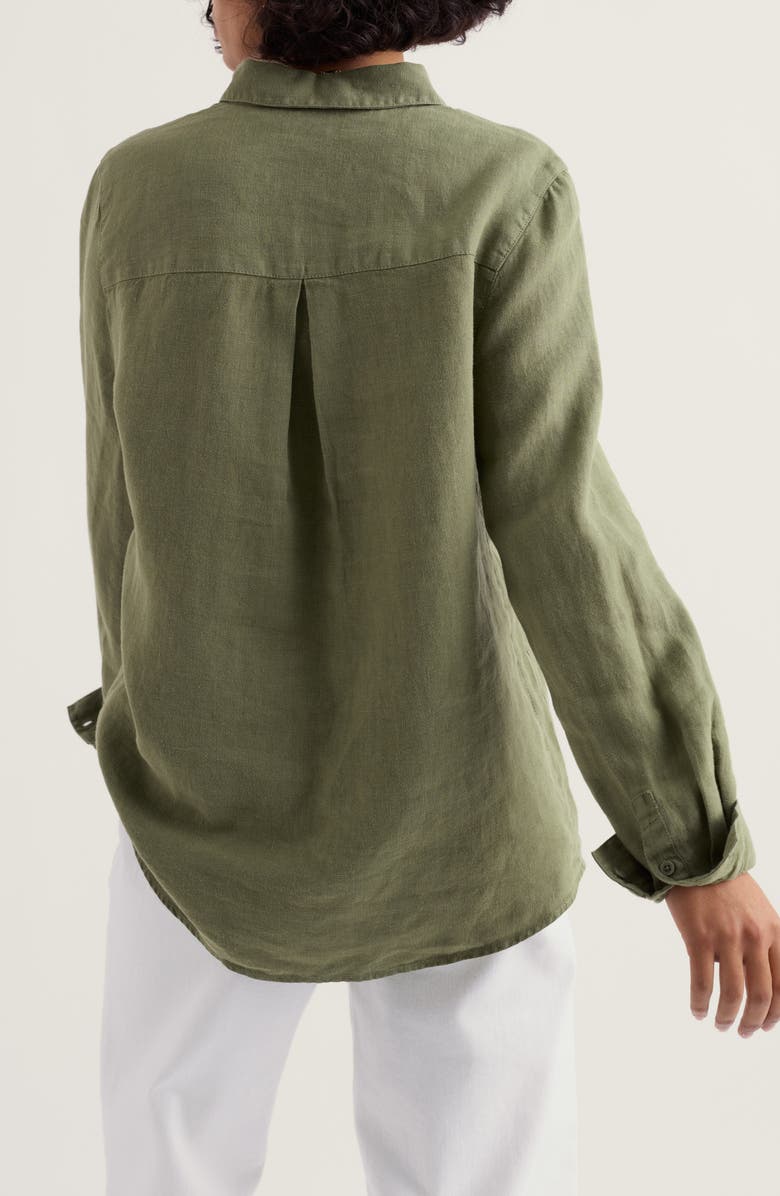 Seasalt Cornwall Hazel Branch Linen Button-Up Shirt, Alternate, color, Cypress