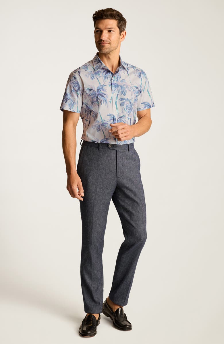 Bonobos Riviera Slim Fit Palm Print Short Sleeve Button-Up Shirt, Alternate, color, Paradiso Palms