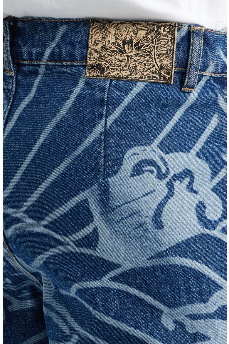 High Tide Laser Print Straight Leg Jeans, Alternate, color, BLUE