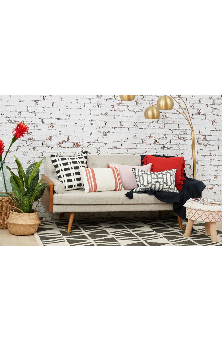 carol & frank Crawford Geometric Art Deco Black & White Cotton Decor Throw Pillow, Alternate, color, Black