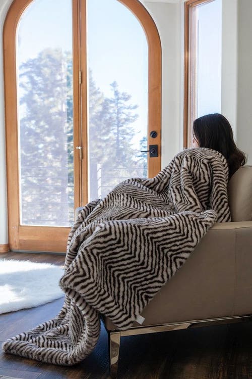 Sea To Me Blankets San Diego Safari Plush Faux Fur Throw Blanket In Black