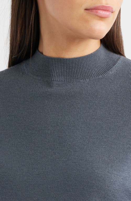 Madewell Ruffle Mockneck Merino Wool Blend Sweater In Gray
