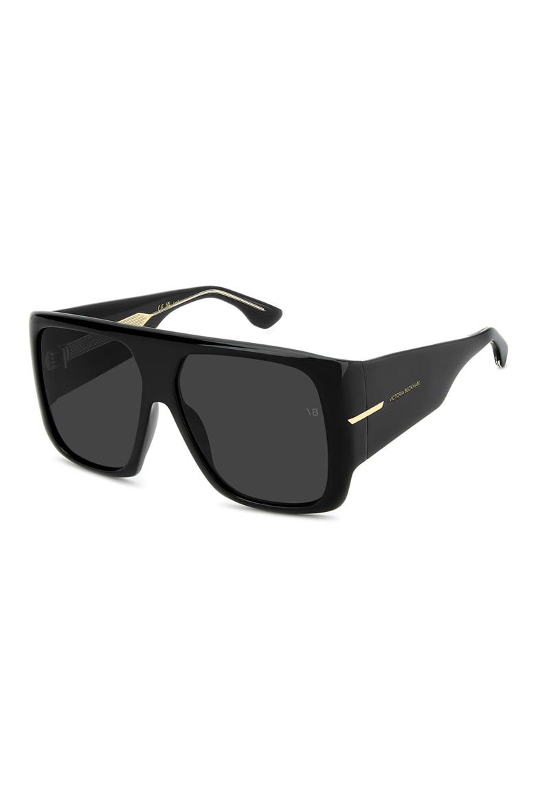 60mm Flat Top Sunglasses, Alternate, color, BLACK/ GREY