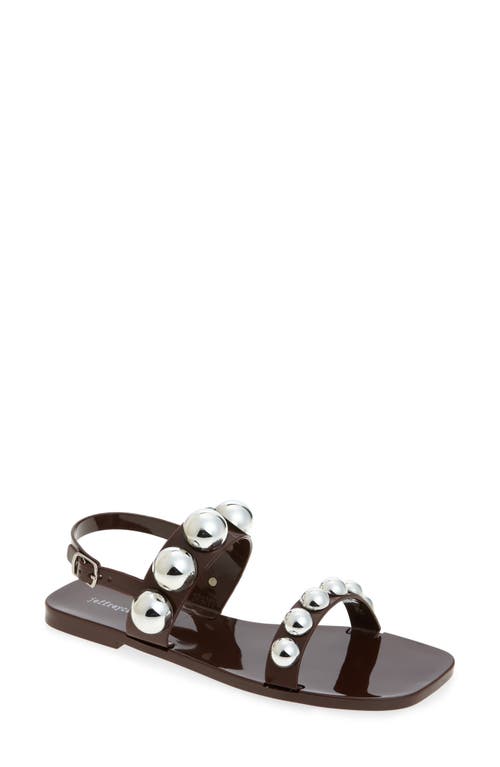 Jeffrey Campbell Gum Drop Studded Jelly Sandals In Brown Silver