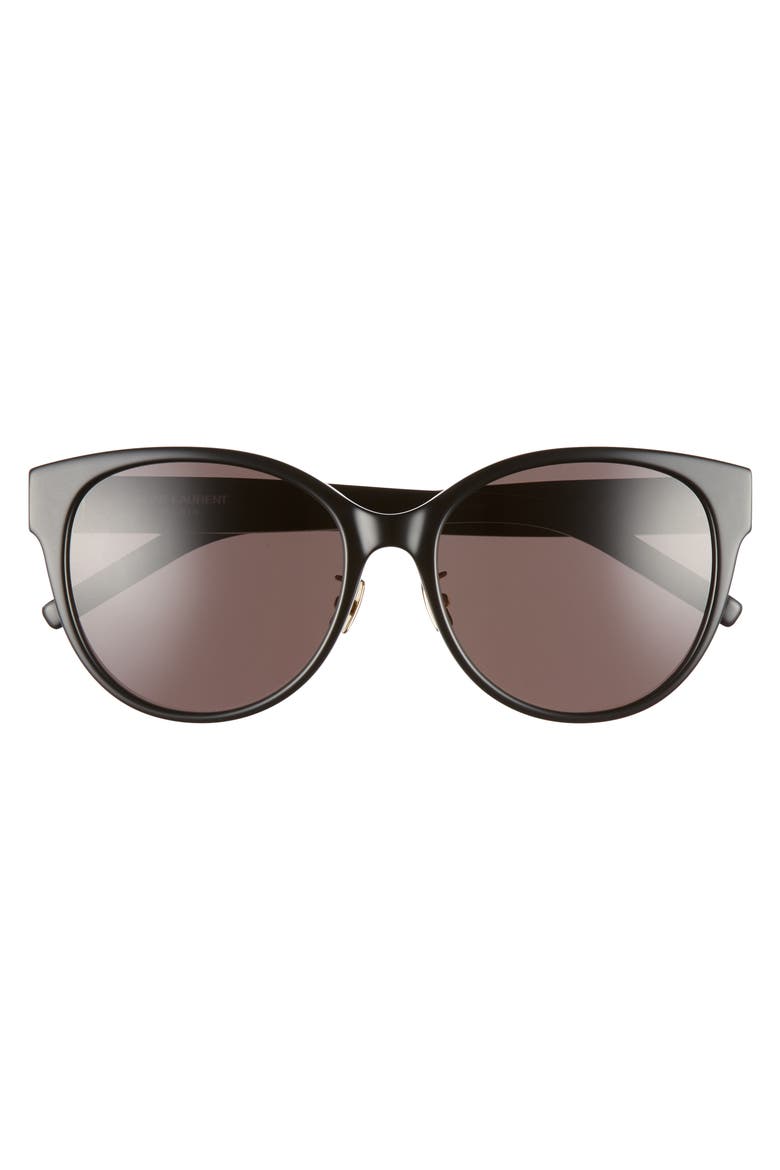 57mm Round Sunglasses, Alternate, color, BLACK/ BLACK