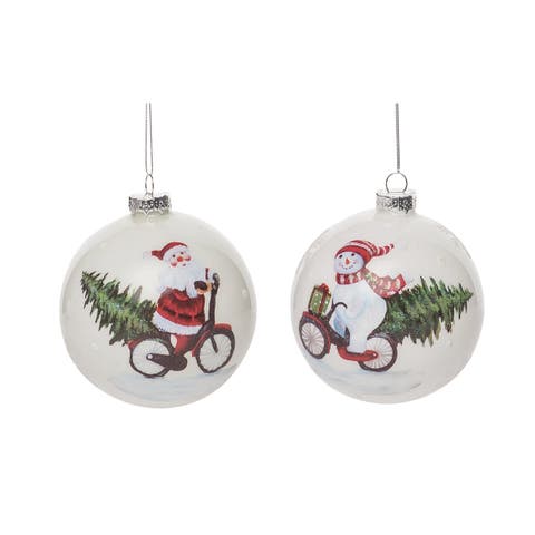 Glass Christmas Bike Ornaments Set of 2