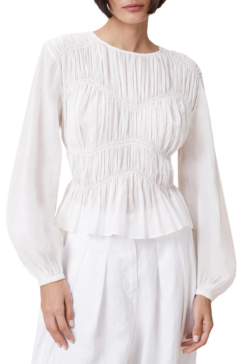 Melani Blouson Sleeve Woven Shirt, Main, color, ANTIQUE WHITE