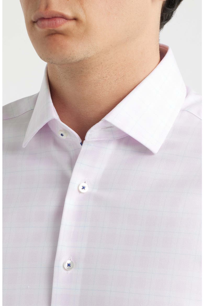Slim Fit Check Non-Iron Cotton Twill Dress Shirt, Alternate, color, PINK