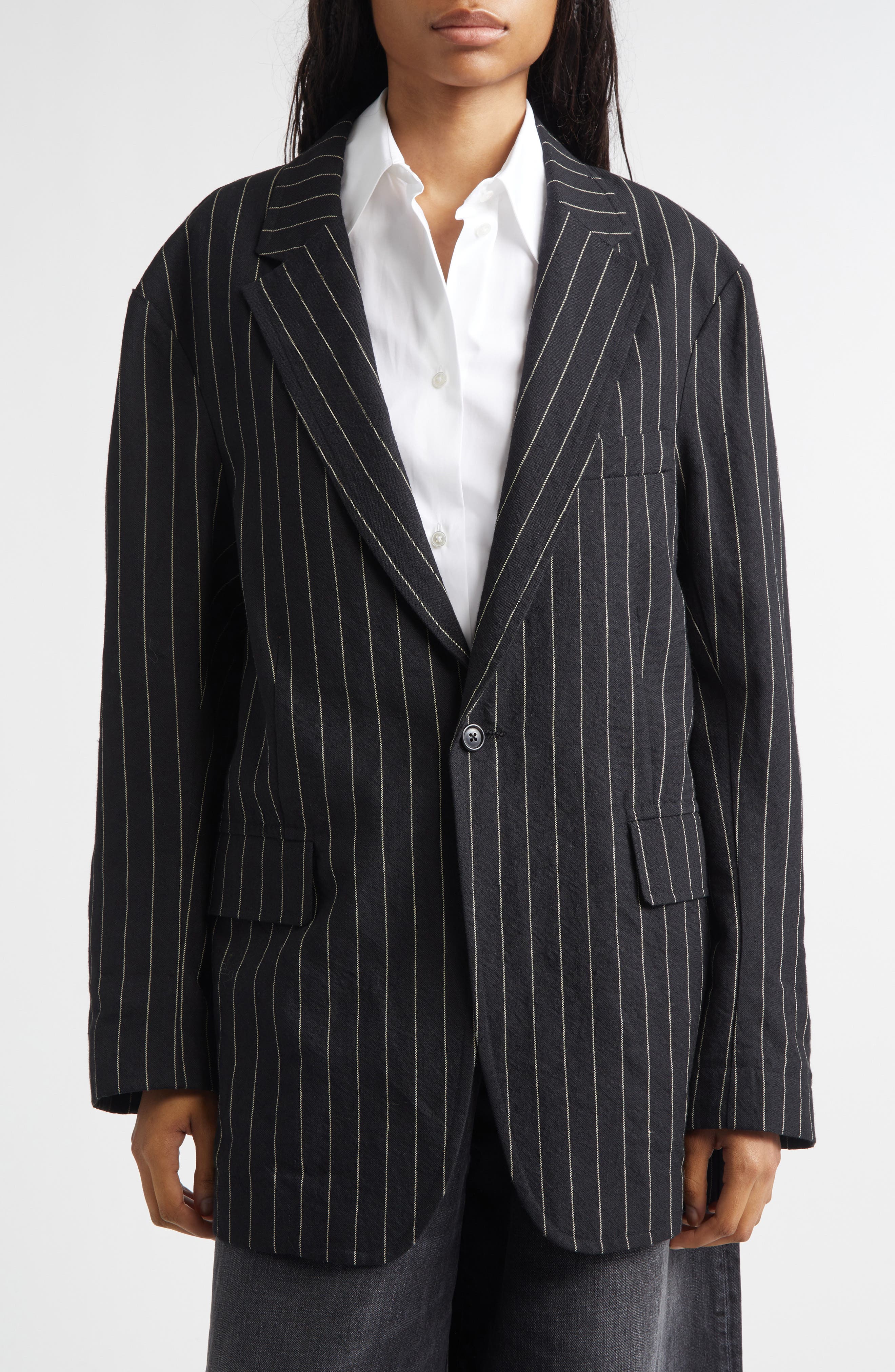 selected BLACK WHITE PINSTRIPE