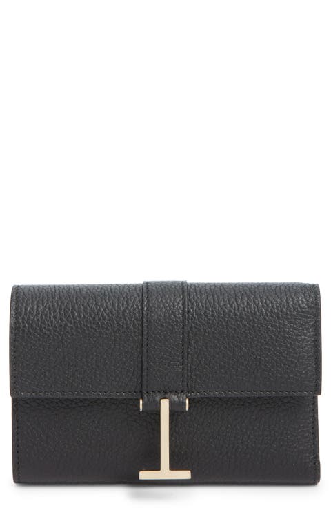 Kara Grain Leather Compact Wallet